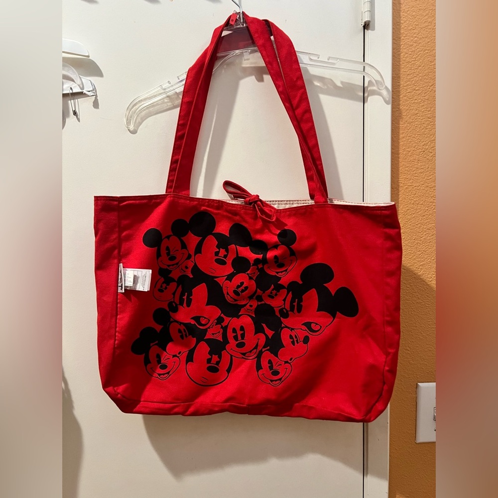 Disney Red Large Tote with Mickey Mouse Faces 18x14 New See pictures. Great gift